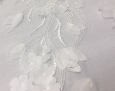 Madeline white linen and overlay fabric