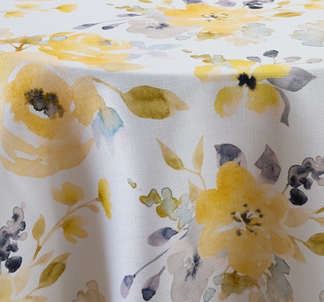 Kalleigh Vivacious Lemon yellow linen and overlay fabric