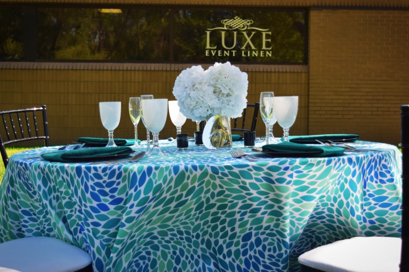 Lotus Leaf Blue/Green Printed Linen