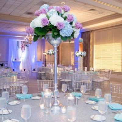 Clear Chiavari Chairs paired with Silver Giselle