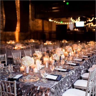 Silver Chiavari Chairs with Silver Fleur at Garden Theater